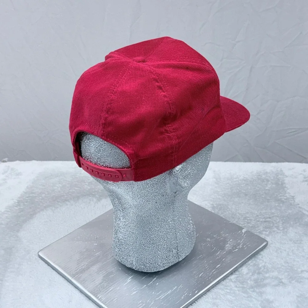 Vintage Trucker Hat Red Corduroy Biplane Aviation Snapback Airplane Baseball Cap